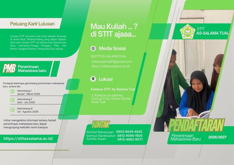 Brosur Penerimaan Mahasiswa Baru Geometrik Hijau dan Biru Tua